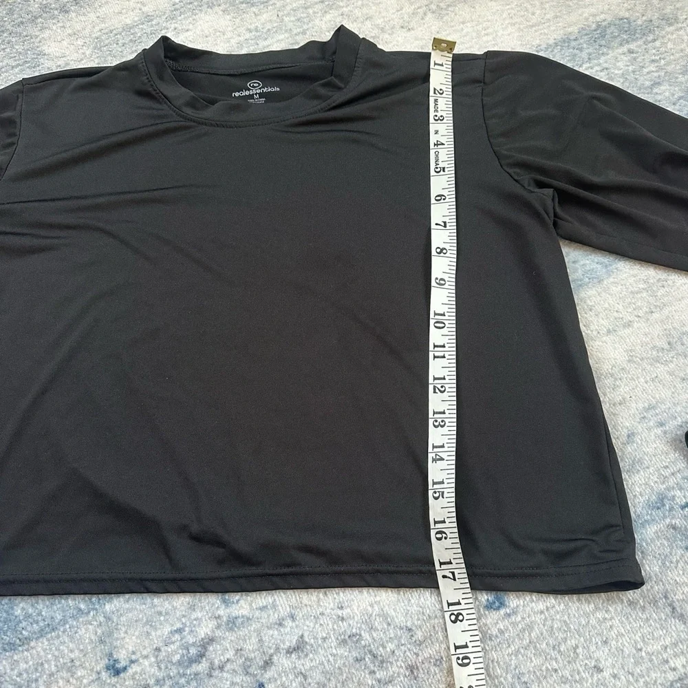 Realessentials Running Top Relaxed Fit Black Long Sleeve Activewear Tee Size M - Picture 5 of 6